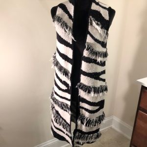 Chico’s Zebra Fringe Anne Sweater Vest